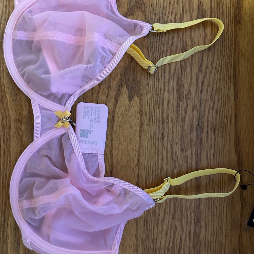 Delicate Pink and Yellow Bralette with Triangle Cups